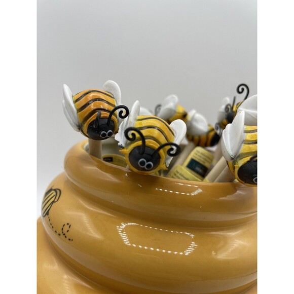 The Lifestyles Collection Bee Honey Dipper Beehive Holder + 10 Wood Dippers Bsh - Picture 3 of 16